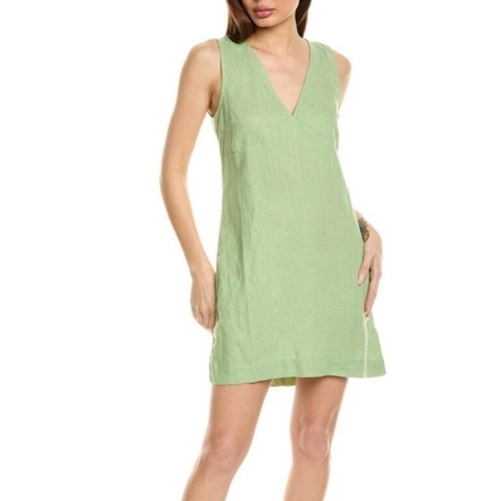 Madewell V-Neck Linen Mini   Outdoor Graduation Event Dress, Size Medium